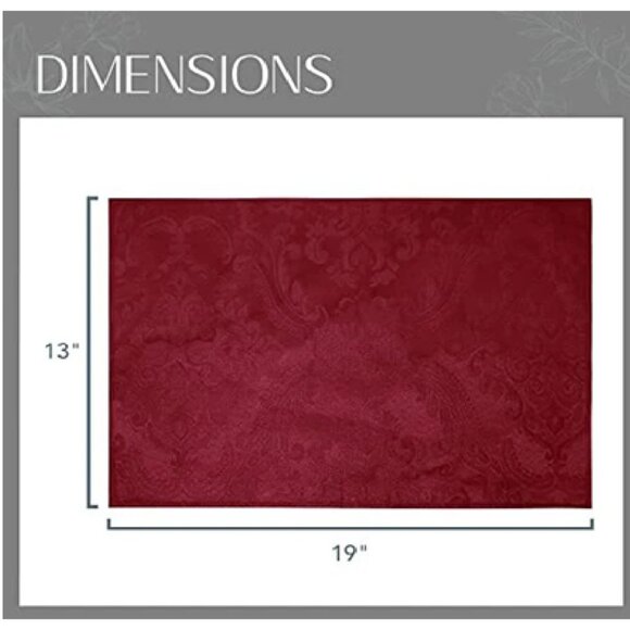 Elrene Caiden Elegance Damask Placemats 13"x19" Cranberry Jacquard (Set of 4) - Picture 4 of 6